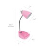 Limelights Gooseneck Organizer Desk Lamp with Holder and Charging Outlet, Pink LD1057-PNK